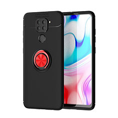 Custodia Silicone Ultra Sottile Morbida Cover con Magnetico Anello Supporto SD1 per Xiaomi Redmi Note 9 Rosso e Nero