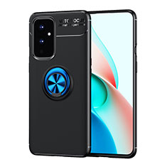 Custodia Silicone Ultra Sottile Morbida Cover con Magnetico Anello Supporto SD2 per OnePlus 9 5G Blu e Nero