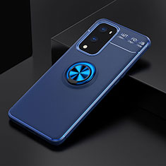 Custodia Silicone Ultra Sottile Morbida Cover con Magnetico Anello Supporto SD2 per OnePlus 9 Pro 5G Blu