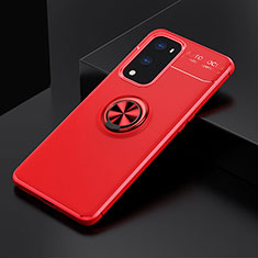 Custodia Silicone Ultra Sottile Morbida Cover con Magnetico Anello Supporto SD2 per OnePlus 9 Pro 5G Rosso