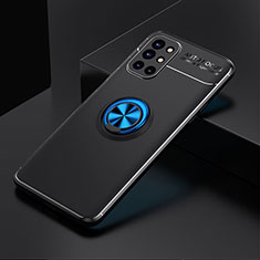 Custodia Silicone Ultra Sottile Morbida Cover con Magnetico Anello Supporto SD2 per OnePlus 9R 5G Blu e Nero