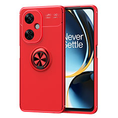 Custodia Silicone Ultra Sottile Morbida Cover con Magnetico Anello Supporto SD2 per OnePlus Nord CE 3 5G Rosso