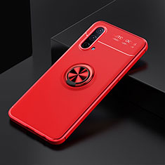 Custodia Silicone Ultra Sottile Morbida Cover con Magnetico Anello Supporto SD2 per OnePlus Nord CE 5G Rosso