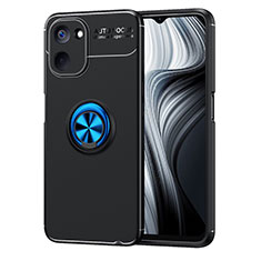 Custodia Silicone Ultra Sottile Morbida Cover con Magnetico Anello Supporto SD2 per Realme 10S 5G Blu e Nero