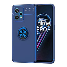 Custodia Silicone Ultra Sottile Morbida Cover con Magnetico Anello Supporto SD2 per Realme 9 Pro+ Plus 5G Blu