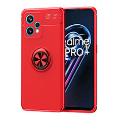 Custodia Silicone Ultra Sottile Morbida Cover con Magnetico Anello Supporto SD2 per Realme 9 Pro+ Plus 5G Rosso