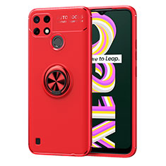 Custodia Silicone Ultra Sottile Morbida Cover con Magnetico Anello Supporto SD2 per Realme C21Y Rosso