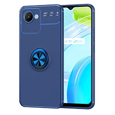 Custodia Silicone Ultra Sottile Morbida Cover con Magnetico Anello Supporto SD2 per Realme C30 Blu