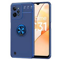 Custodia Silicone Ultra Sottile Morbida Cover con Magnetico Anello Supporto SD2 per Realme C31 Blu