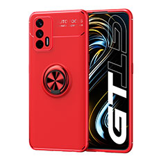 Custodia Silicone Ultra Sottile Morbida Cover con Magnetico Anello Supporto SD2 per Realme GT 5G Rosso