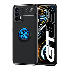 Custodia Silicone Ultra Sottile Morbida Cover con Magnetico Anello Supporto SD2 per Realme GT Neo 5G Blu e Nero