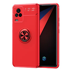 Custodia Silicone Ultra Sottile Morbida Cover con Magnetico Anello Supporto SD2 per Vivo iQOO 7 Legend 5G Rosso