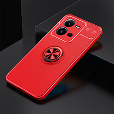 Custodia Silicone Ultra Sottile Morbida Cover con Magnetico Anello Supporto SD2 per Vivo V25e Rosso