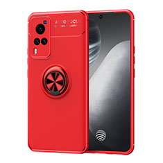 Custodia Silicone Ultra Sottile Morbida Cover con Magnetico Anello Supporto SD2 per Vivo X60 Pro 5G Rosso