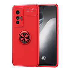 Custodia Silicone Ultra Sottile Morbida Cover con Magnetico Anello Supporto SD2 per Vivo X70t Rosso