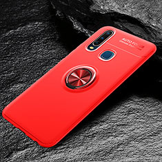 Custodia Silicone Ultra Sottile Morbida Cover con Magnetico Anello Supporto SD2 per Vivo Y12 Rosso