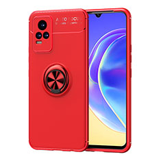 Custodia Silicone Ultra Sottile Morbida Cover con Magnetico Anello Supporto SD2 per Vivo Y73 (2021) Rosso