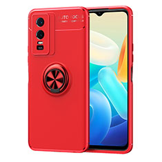 Custodia Silicone Ultra Sottile Morbida Cover con Magnetico Anello Supporto SD2 per Vivo Y74s 5G Rosso