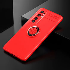 Custodia Silicone Ultra Sottile Morbida Cover con Magnetico Anello Supporto SD2 per Xiaomi Mi Note 10 Lite Rosso