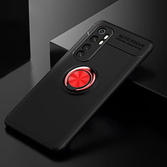 Custodia Silicone Ultra Sottile Morbida Cover con Magnetico Anello Supporto SD2 per Xiaomi Mi Note 10 Lite Rosso e Nero