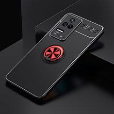 Custodia Silicone Ultra Sottile Morbida Cover con Magnetico Anello Supporto SD2 per Xiaomi Poco F4 5G Rosso e Nero