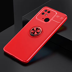 Custodia Silicone Ultra Sottile Morbida Cover con Magnetico Anello Supporto SD2 per Xiaomi Redmi 10 India Rosso