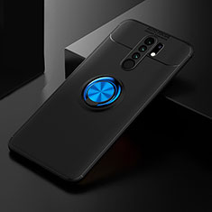 Custodia Silicone Ultra Sottile Morbida Cover con Magnetico Anello Supporto SD2 per Xiaomi Redmi 9 Blu e Nero