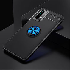 Custodia Silicone Ultra Sottile Morbida Cover con Magnetico Anello Supporto SD2 per Xiaomi Redmi 9 Power Blu e Nero