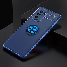 Custodia Silicone Ultra Sottile Morbida Cover con Magnetico Anello Supporto SD2 per Xiaomi Redmi K40 Pro 5G Blu