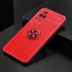 Custodia Silicone Ultra Sottile Morbida Cover con Magnetico Anello Supporto SD2 per Xiaomi Redmi K50 5G Rosso