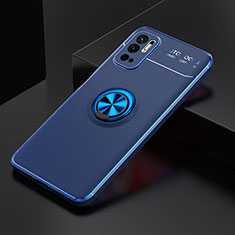 Custodia Silicone Ultra Sottile Morbida Cover con Magnetico Anello Supporto SD2 per Xiaomi Redmi Note 10 5G Blu