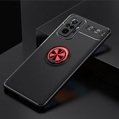 Custodia Silicone Ultra Sottile Morbida Cover con Magnetico Anello Supporto SD2 per Xiaomi Redmi Note 10 Pro Max Rosso e Nero