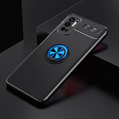 Custodia Silicone Ultra Sottile Morbida Cover con Magnetico Anello Supporto SD2 per Xiaomi Redmi Note 10T 5G Blu e Nero