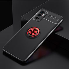 Custodia Silicone Ultra Sottile Morbida Cover con Magnetico Anello Supporto SD2 per Xiaomi Redmi Note 10T 5G Rosso e Nero