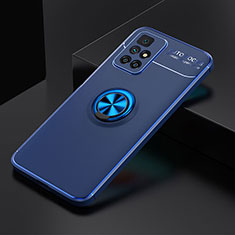 Custodia Silicone Ultra Sottile Morbida Cover con Magnetico Anello Supporto SD2 per Xiaomi Redmi Note 11 4G (2021) Blu