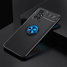 Custodia Silicone Ultra Sottile Morbida Cover con Magnetico Anello Supporto SD2 per Xiaomi Redmi Note 11 4G (2021) Blu e Nero