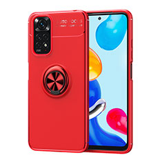 Custodia Silicone Ultra Sottile Morbida Cover con Magnetico Anello Supporto SD2 per Xiaomi Redmi Note 11S 4G Rosso