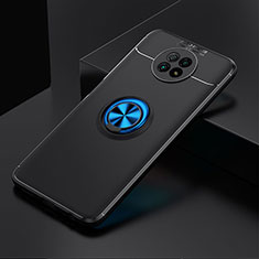 Custodia Silicone Ultra Sottile Morbida Cover con Magnetico Anello Supporto SD2 per Xiaomi Redmi Note 9 5G Blu e Nero