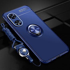 Custodia Silicone Ultra Sottile Morbida Cover con Magnetico Anello Supporto SD3 per Oppo A38 Blu