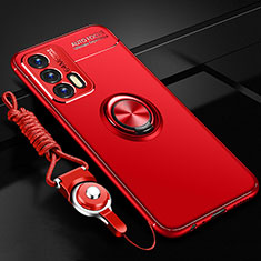 Custodia Silicone Ultra Sottile Morbida Cover con Magnetico Anello Supporto SD3 per Realme GT 5G Rosso