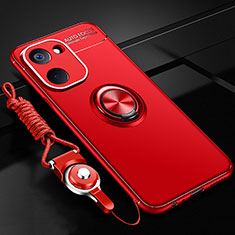 Custodia Silicone Ultra Sottile Morbida Cover con Magnetico Anello Supporto SD3 per Realme V20 5G Rosso