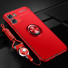 Custodia Silicone Ultra Sottile Morbida Cover con Magnetico Anello Supporto SD3 per Vivo iQOO U5x Rosso