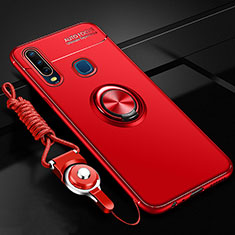 Custodia Silicone Ultra Sottile Morbida Cover con Magnetico Anello Supporto SD3 per Vivo Y11 Rosso