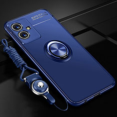 Custodia Silicone Ultra Sottile Morbida Cover con Magnetico Anello Supporto SD3 per Vivo Y30 5G Blu