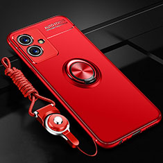 Custodia Silicone Ultra Sottile Morbida Cover con Magnetico Anello Supporto SD3 per Vivo Y55s 5G Rosso