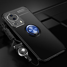 Custodia Silicone Ultra Sottile Morbida Cover con Magnetico Anello Supporto SD3 per Xiaomi Mi 12 Lite NE 5G Blu e Nero