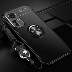 Custodia Silicone Ultra Sottile Morbida Cover con Magnetico Anello Supporto SD3 per Xiaomi Mi 12T 5G Nero