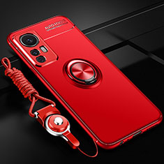 Custodia Silicone Ultra Sottile Morbida Cover con Magnetico Anello Supporto SD3 per Xiaomi Mi 12T 5G Rosso