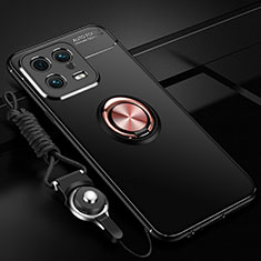 Custodia Silicone Ultra Sottile Morbida Cover con Magnetico Anello Supporto SD3 per Xiaomi Mi 13 Pro 5G Oro e Nero