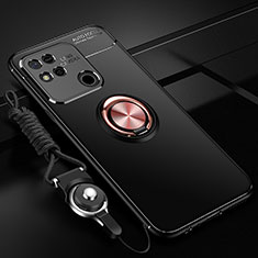 Custodia Silicone Ultra Sottile Morbida Cover con Magnetico Anello Supporto SD3 per Xiaomi POCO C3 Oro e Nero